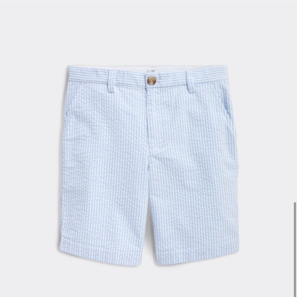 Like New! Vineyard Vines Boys Blue Stretch Seersucker Breaker Shorts, Size 12